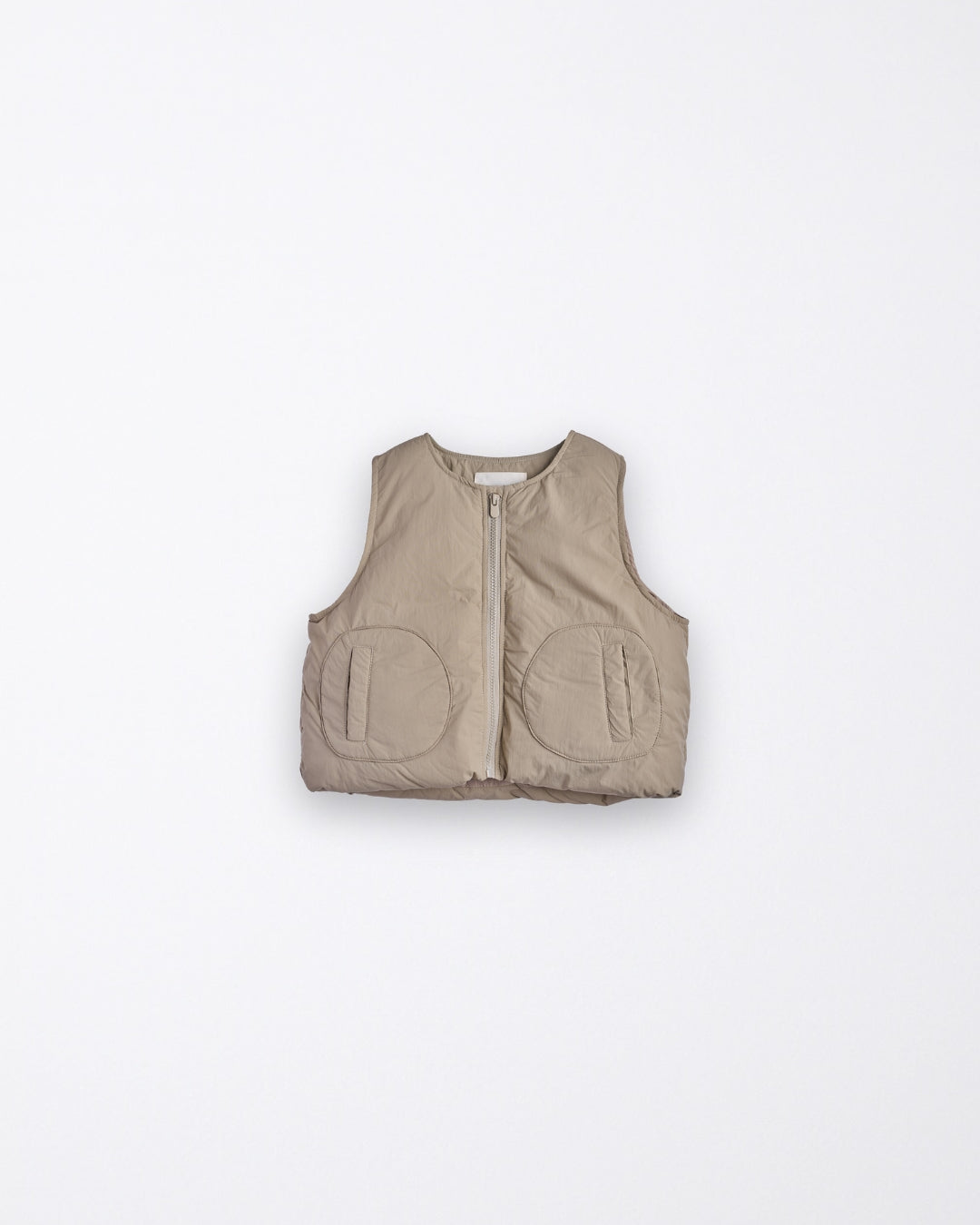 Beige Oversized Puffer Vest
