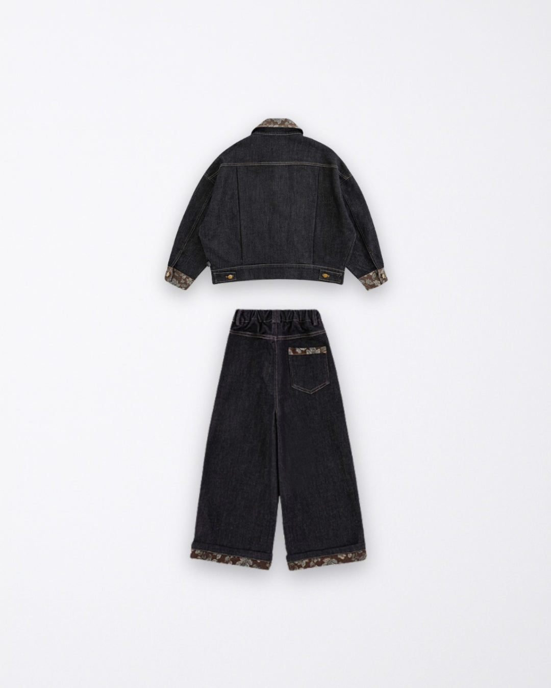 Brown floral denim set
