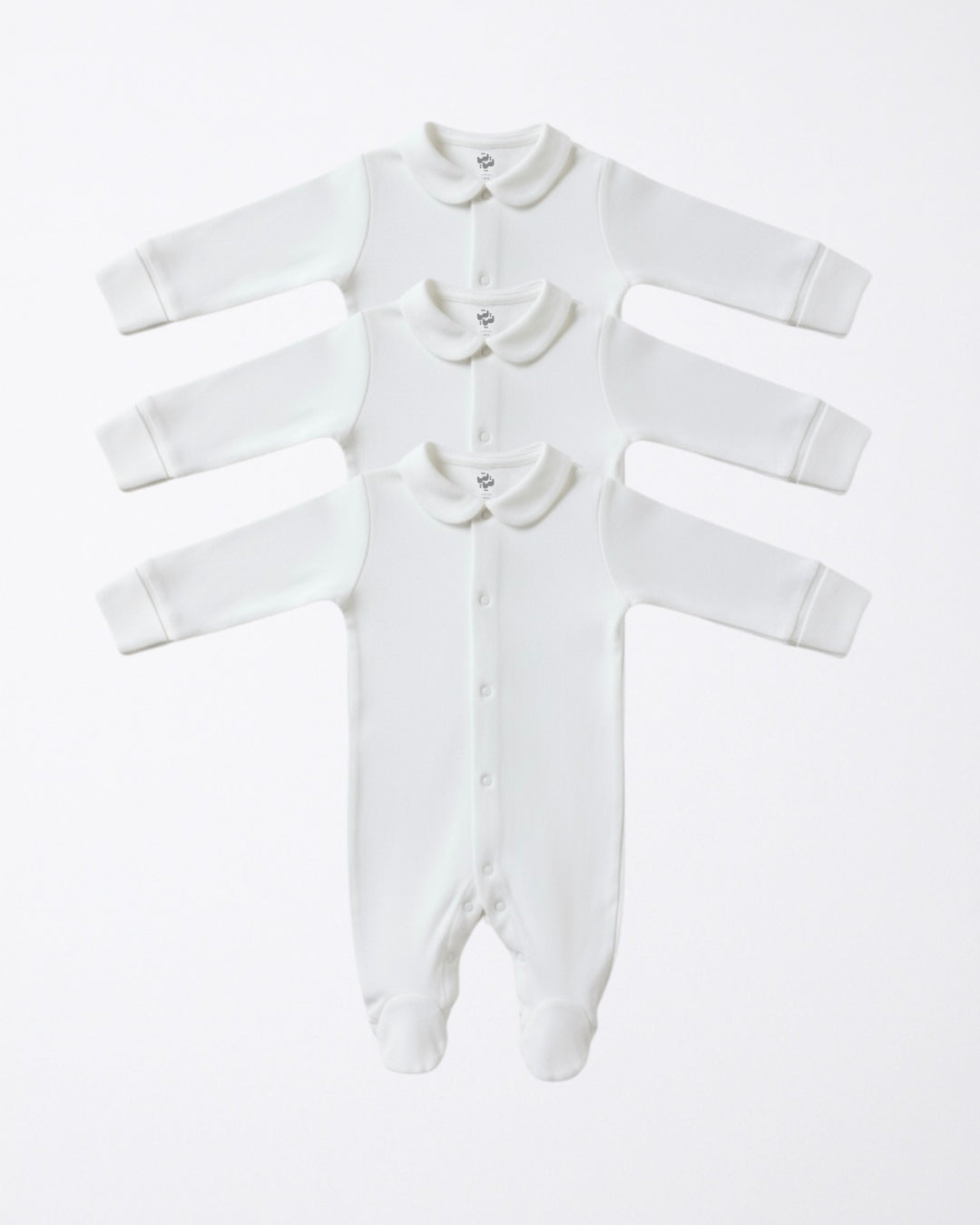 100% Organic white onesies with collar - set of 3