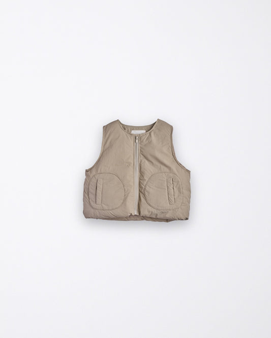 Beige Oversized Puffer Vest