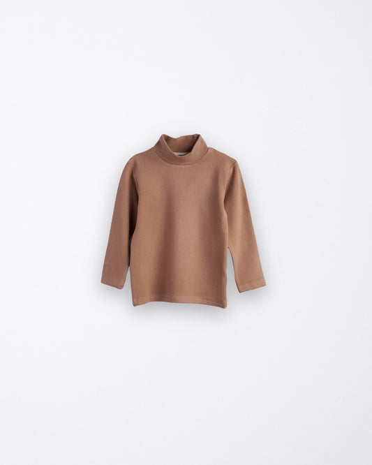 Brown Thick High Neck T-shirt
