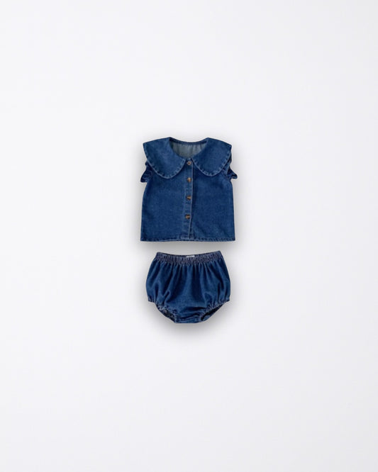 Denim sleeveless set