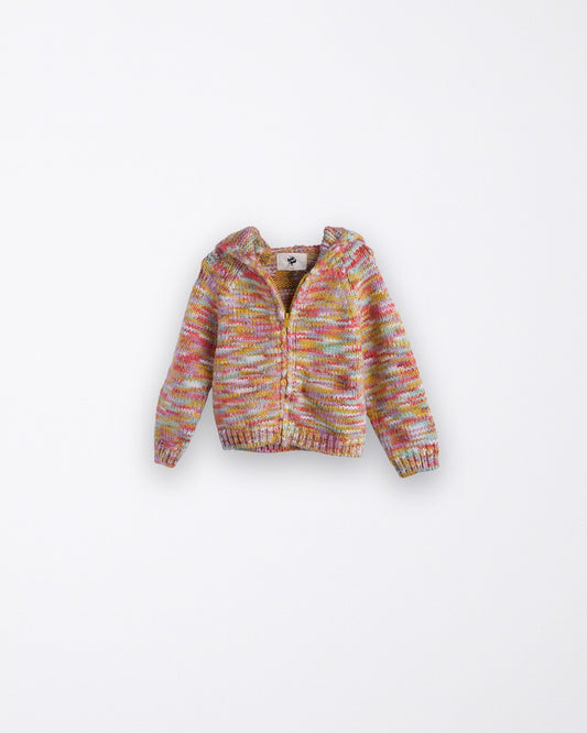 Orange Cotton Candy Hooded Cardigan