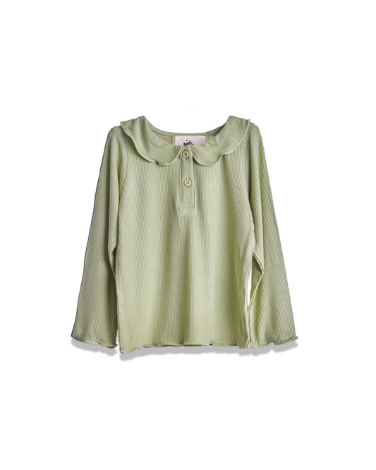 Ruffled collar T-shirt